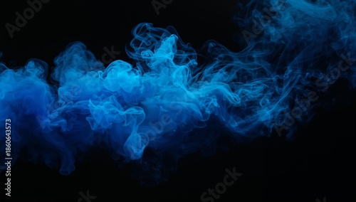 Blue Smoke Swirls and Flows in Dark Background During Nighttime Display