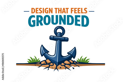 Anchor design with cracking ground symbolizing stability and strength