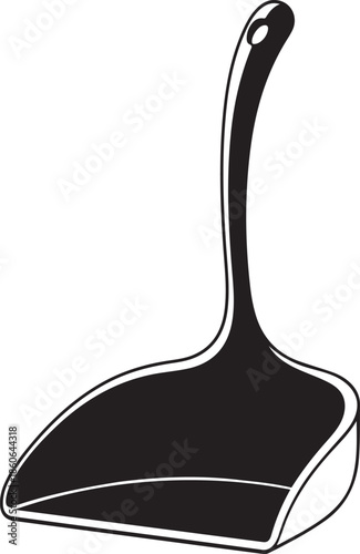 Stylized dustpan silhouette vector graphic for household cleaning tasks and domestic tidiness on a clean, transparent background