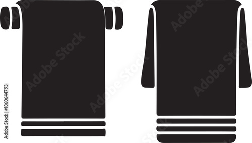 Elegant vector towel silhouettes for spa and bathroom applications, clean line art design with a conceptual transparent background