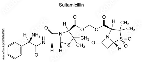 Sultamicillin, chemical structure of sultamicillin, drug substance