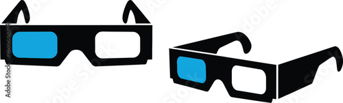 Stylish 3d glasses and classic sunglasses icons a modern design on transparent background