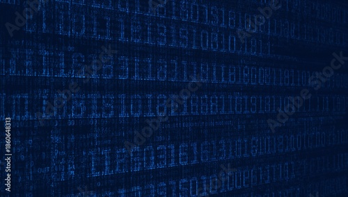 Digital Data Code Displays in Blue Tones on a Dark Background for Technology ...
