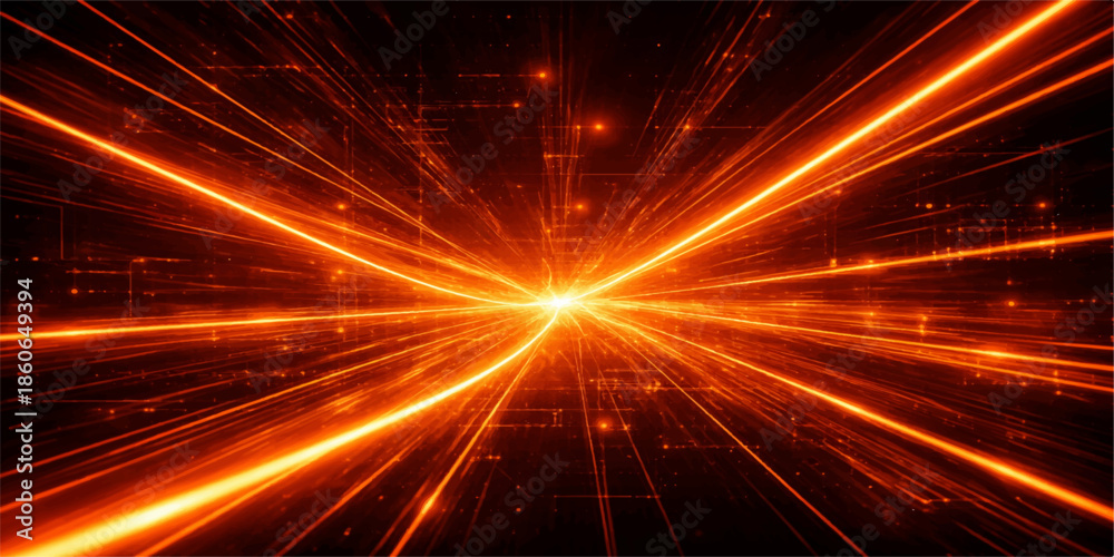 Fototapeta premium Vibrant night city road featuring abstract light trails and glowing energy patterns with a bright laser burst and magic stardust design