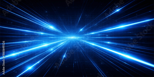 Abstract blue and light backgrounds merge into a glowing space design where a bright energy burst of stars and laser rays creates a shiny galaxy pattern with a magical flare