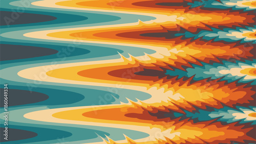 Abstract rainbow waves of light and color flowing together in a bright and energetic background illustration