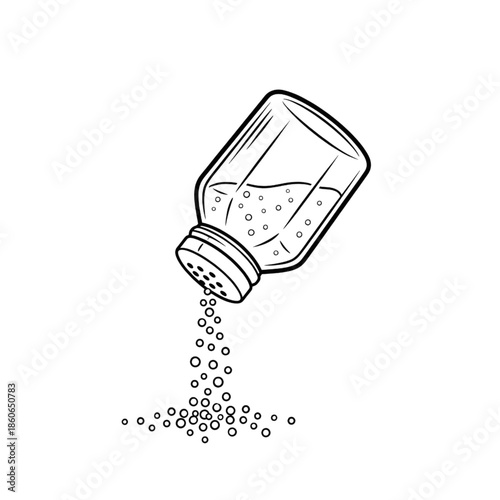 salt shaker pouring seasoning outline vector illustration 