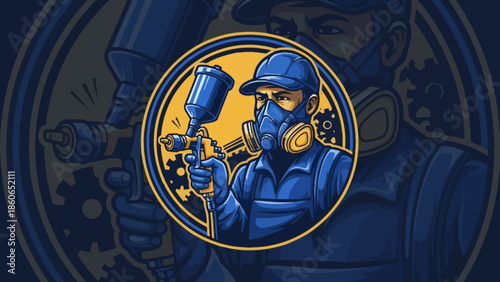 Vintage vector illustration of a festive easter egg with a ribbon on a blue and dark background design icon symbol