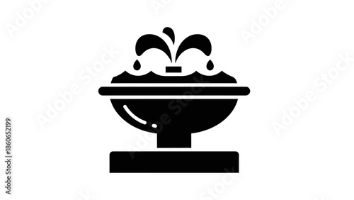 Vector illustration of a plant in a flowerpot and vase as a cartoon icon symbol for a cafe restaurant design featuring a coffee cup and tea bowl art object