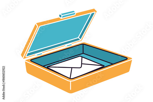 Open case with mail envelope inside symbol