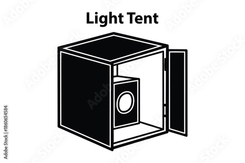 Photography Studio Light Tent with Camera Inside Line Icon