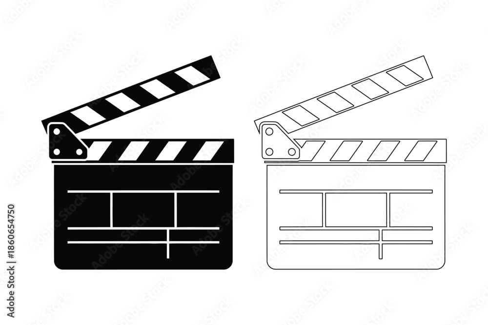 Fototapeta premium Movie Production Film Clapperboard Slate Icon Collection