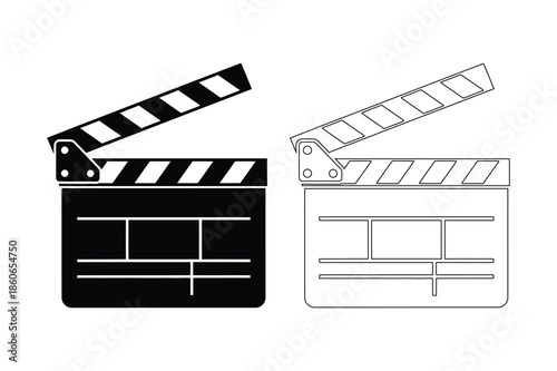 Movie Production Film Clapperboard Slate Icon Collection