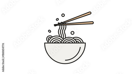 A bowl of delicious noodles being lifted with chopsticks, a culinary delight