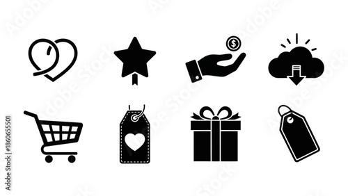 Minimalist E commerce Shopping and Digital Service Vector Icons EPS10 Stock.eps