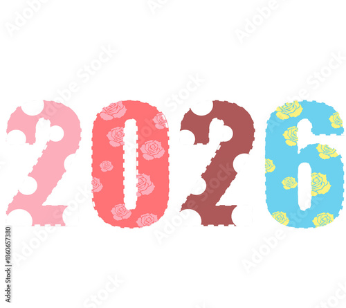 Creative 2026 New Year Numbers with Decorative Patterns on Black Background