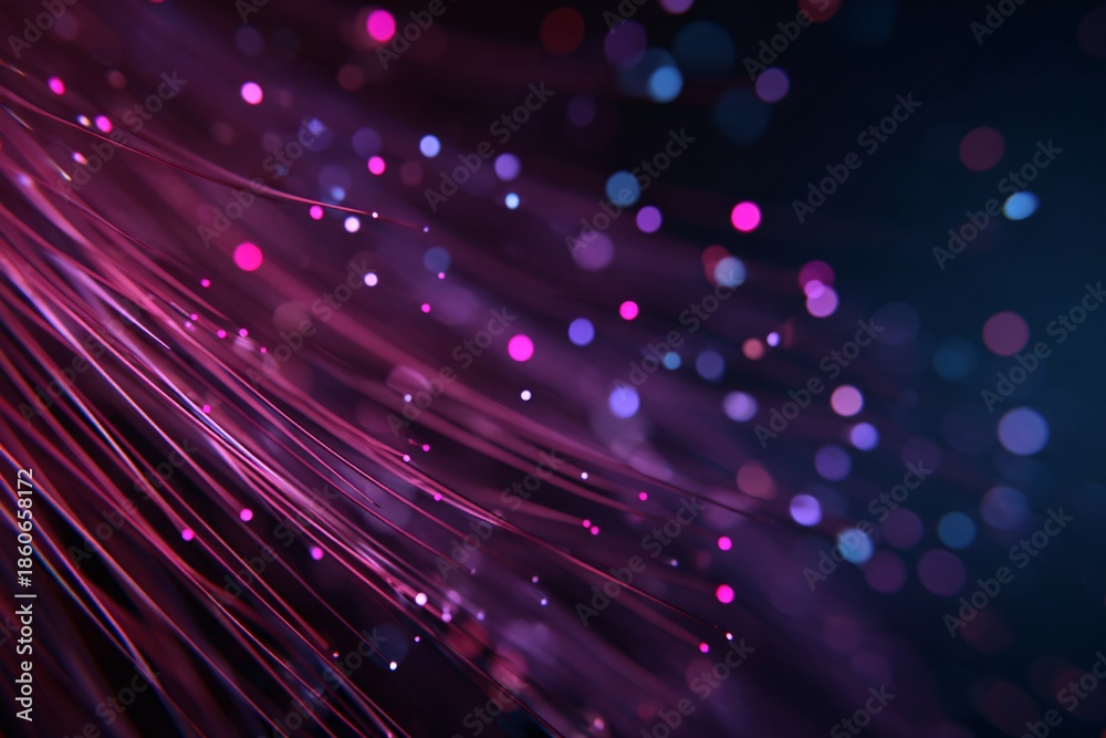 Fototapeta premium Vibrant abstract lights with flowing lines and colorful bokeh effects.