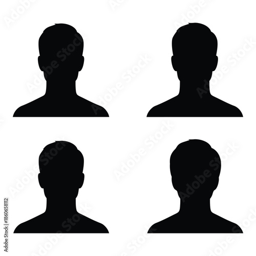Four anonymous profile silhouettes depicting human heads and shoulders