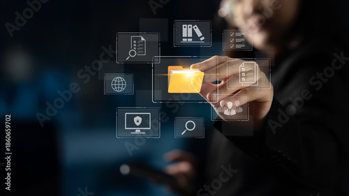 Photos Concept of a document management system for corporate file archiving