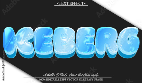 Iceberg Ice Winter Frost Glacier Frozen Cold Text Effect Editable Alphabet