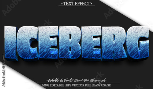 Iceberg Ice Winter Frost Glacier Frozen Cold Text Effect Editable Alphabet