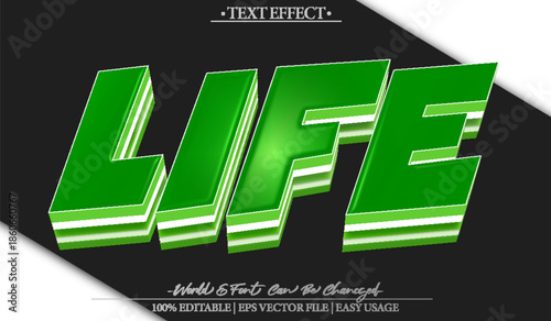 Life Vitality Energy Growth Happiness Journey Text Effect Editable Alphabet