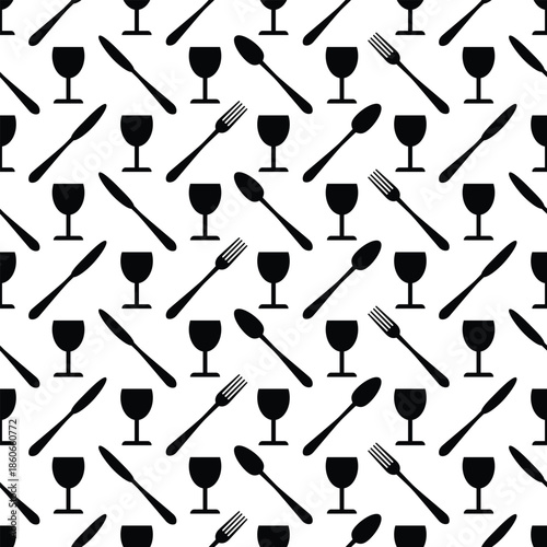 Seamless spoon and cutlery patterns for backgrounds, packaging, textures, fabric patterns, wallpapers, wall decorations for restaurants, cafes and other places to eat