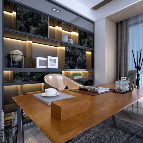 3d render working  office room