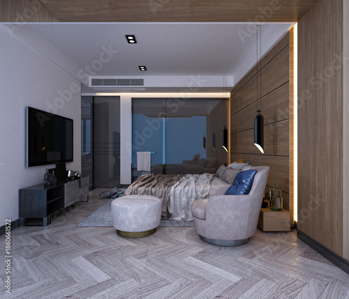 3d render modern living room