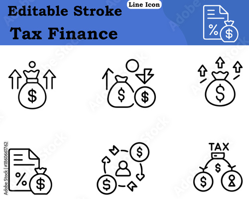 A minimalist tax finance icon showing a document or form combined with a percentage symbol coins calculator. Clean modern design represents taxation financial management accounting, payments.