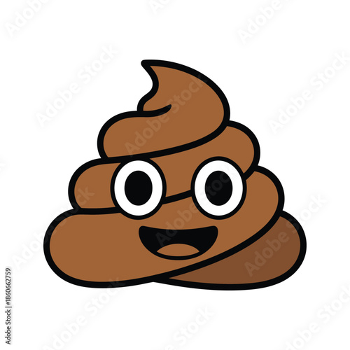 A cartoon depiction of a pile of poop with a smiling face