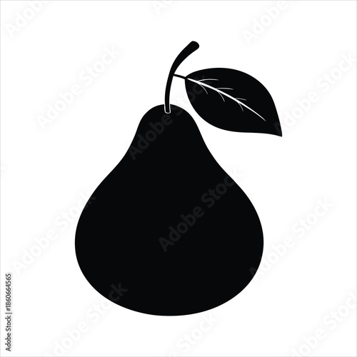 Fresh Pear Fruit With Leaf Icon