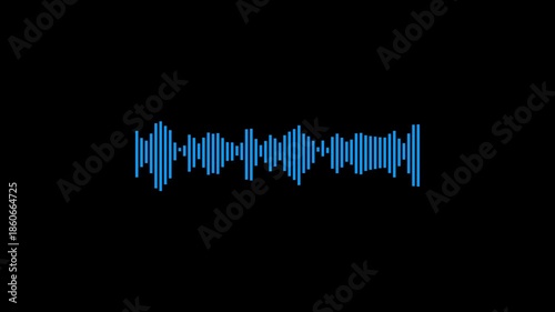 Cyan color audio waveform spectrum animation. Abstract music waves oscillation. Futuristic sound wave visualization. Sound waves on transparent background with alpha channel.