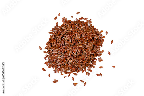 Flax seeds on a white backg...