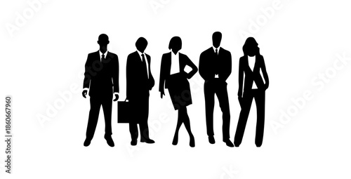 Business people silhouettes symbolizing leadership teamwork and success