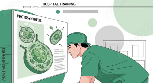 Healthcare professional undergoes training by studying photosynthesis, at a medical facility