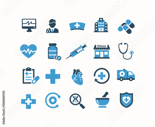 Medical Healthcare Solid Icons Set
