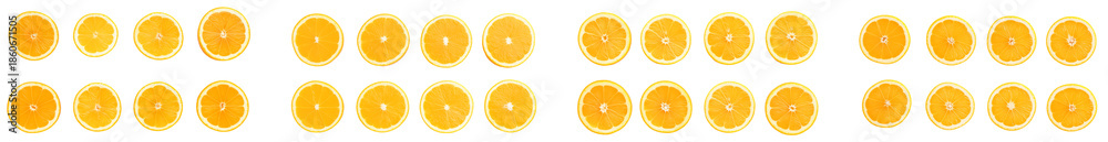 Fototapeta premium Seamless repeating pattern of sliced oranges displaying vibrant citrus fruits and healthy eating concepts for design elements in various layouts.
