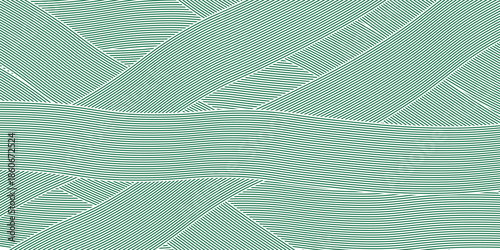 Green farm banner, organic abstract background with fields. Wavy green stripes, natural organic products. Ecological background. modern