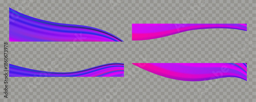 Collection of modern wave separator footers and dividers. Fluid liquid pink blue purple gradient wave shapes headers for website design. Editable vector illustration.