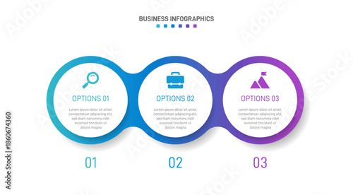 Progress bar featuring 3 arrow-shaped elements, symbolizing the three stages of business strategy and progression. Clean timeline infographic design template. Vector for mobile presentation.