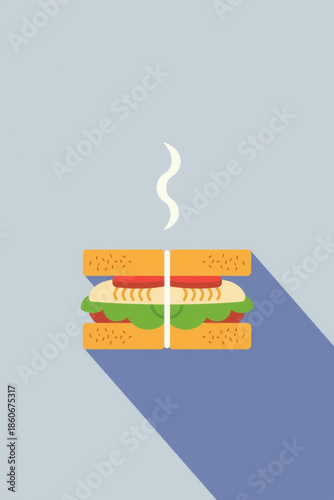 Minimal Flat Design Of A Sandwich Cut In Half Clean Geometric Shapes