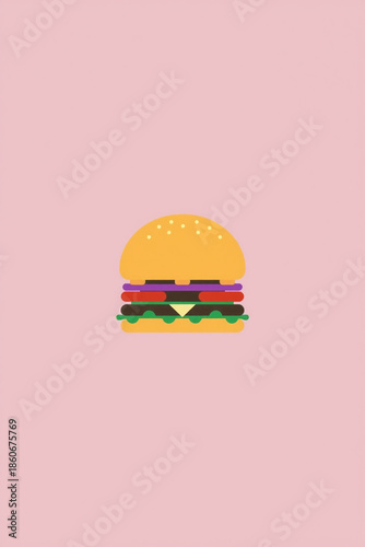 Minimal Flat Vector Hamburger Solid Color Blocks Simple Shapes No Gradients