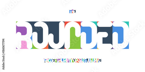 Color Font Logo Alphabet Vector Fun Geometric Letter Set Blocky Typography, Art Typographic Design for Title Text, Festive Typo Poster Headline, Type Fest Logotype, Colorful Fonts. Vector Typeface.