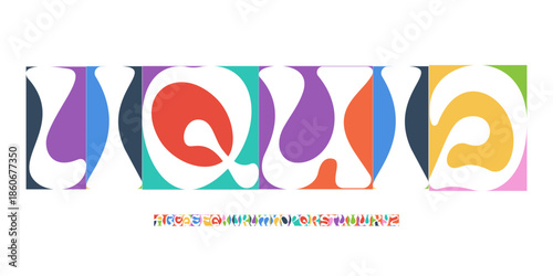 Color Font Logo Alphabet Vector Fun Geometric Letter Set Blocky Typography, Art Typographic Design for Title Text, Festive Typo Poster Headline, Type Fest Logotype, Colorful Fonts. Vector Typeface.