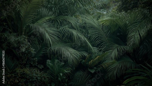 Lush Tropical Greenery Fills the Scene in a Dense Forest During Daylight Hour...