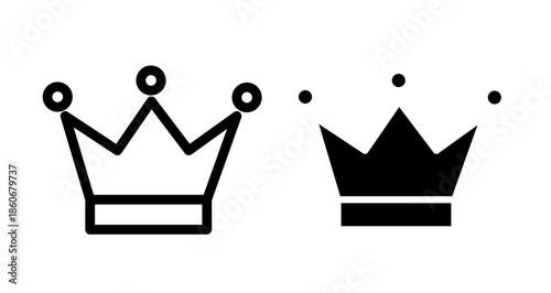 Crown Icon collection in filled and stroke style.
