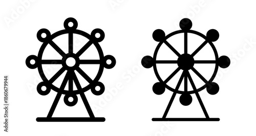 Ferris wheel Icon collection in filled and stroke style.