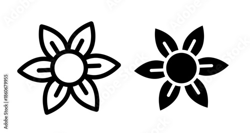 Flower Icon collection in filled and stroke style.