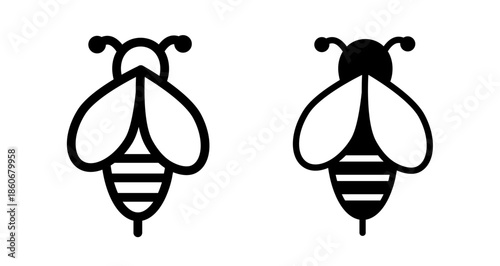 Flying bee Icon collection in filled and stroke style.